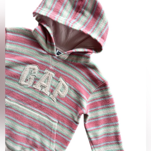 Gap Girls Pink Striped Fleece Pullover Sweatshirt Size 4-5 - Picture 2 of 5